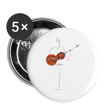 Abstrakte Gitarre in Bewegung - Buttons groß 56 mm (5er Pack) - Weiß - Vorne