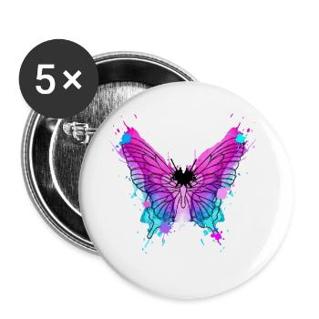 Schmetterling Aquarell  - Buttons groß 56 mm (5er Pack) - Weiß - Vorne