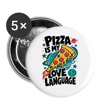 Pizza Is My Love Language – Pizzarakete - Buttons groß 56 mm (5er Pack) - Weiß - Vorne