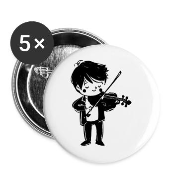 Cartoon Violine Junge - Buttons groß 56 mm (5er Pack) - Weiß - Vorne