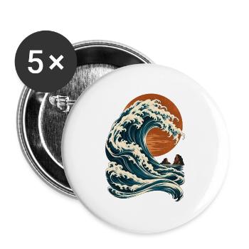 Meereswelle - Buttons groß 56 mm (5er Pack) - Weiß - Vorne