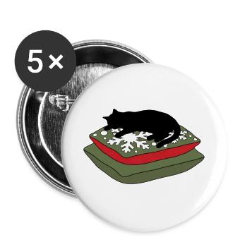 gatto_nero_dorme_sopra_due_cuscini - Buttons groß 56 mm (5er Pack) - Weiß - Vorne