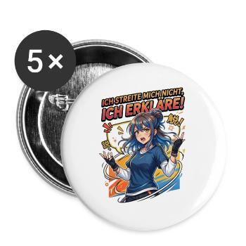 Ich_streite_mich_nicht-_ich_erklaere_-_Anime - Buttons groß 56 mm (5er Pack) - Weiß - Vorne