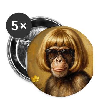 Lustiger Affe Bob Haarschnitt - Buttons groß 56 mm (5er Pack) - Weiß - Vorne