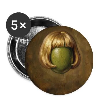 Lustige Olive Bob Haarschnitt - Buttons groß 56 mm (5er Pack) - Weiß - Vorne
