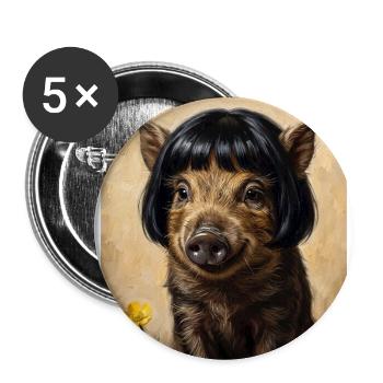 Lustiger Frischling Bob Haarschnitt - Buttons groß 56 mm (5er Pack) - Weiß - Vorne