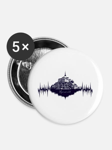 Mont-Saint-Michel, Normandie, Frankreich - Buttons groß 56 mm (5er Pack) - Weiß
