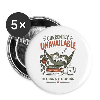 Kuscheliges Lesen in der Hängematte - Buttons groß 56 mm (5er Pack) - Weiß - Vorne