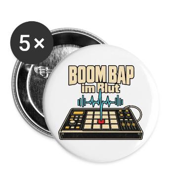 Boom Bap Oldschool Hip Hop 90er Rap Fan - Buttons groß 56 mm (5er Pack) - Weiß - Vorne