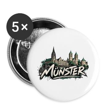Münster Skyline mit Fahrrad - Buttons groß 56 mm (5er Pack) - Weiß - Vorne