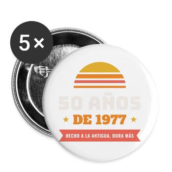50 Jahre 1977 - Buttons groß 56 mm (5er Pack) - Weiß - Vorne