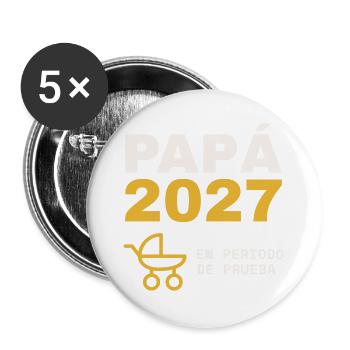 Papa 2027 - Buttons groß 56 mm (5er Pack) - Weiß - Vorne