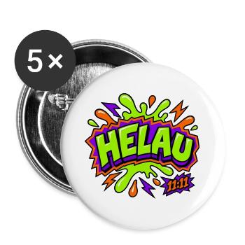 Helau 11:11 Karneval Retro T-Shirt - Buttons groß 56 mm (5er Pack) - Weiß - Vorne