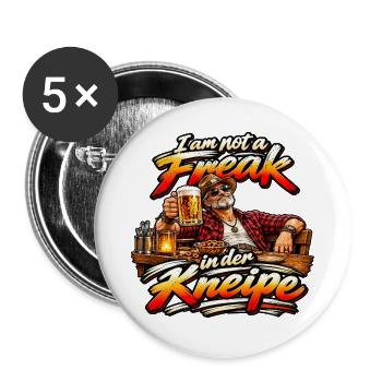 Kneipenheld mit Bierliebhaber-Style - Buttons groß 56 mm (5er Pack) - Weiß - Vorne