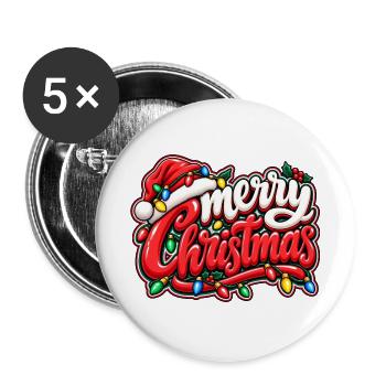 Weihnachtszauber mit Lichterketten - Buttons groß 56 mm (5er Pack) - Weiß - Vorne