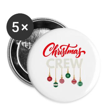 Weihnachts-Crew - Buttons groß 56 mm (5er Pack) - Weiß - Vorne