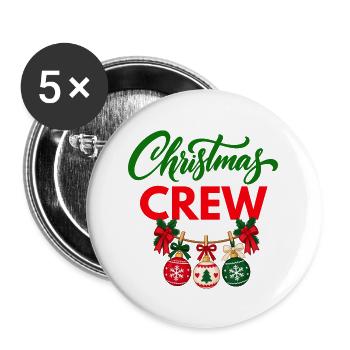 Weihnachts-Crew - Buttons groß 56 mm (5er Pack) - Weiß - Vorne