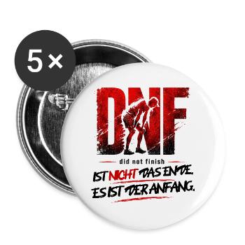 DNF ist nicht das Ende - Läufer Motivation - Buttons groß 56 mm (5er Pack) - Weiß - Vorne