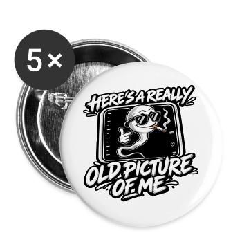 EIN ALTES FOTO – ICH BIN'S! - Buttons groß 56 mm (5er Pack) - Weiß - Vorne