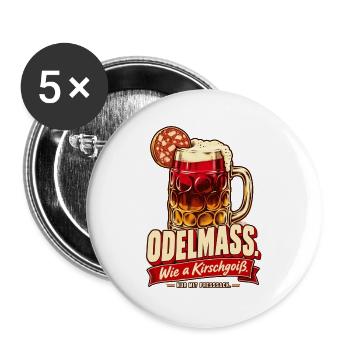 Odelmaß wie a Kirschgoiß - Buttons groß 56 mm (5er Pack) - Weiß - Vorne