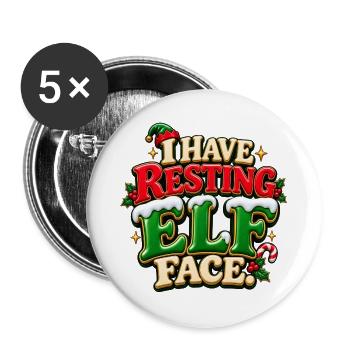 Ruhende Elfengesicht Weihnachtsgrafik - Buttons groß 56 mm (5er Pack) - Weiß - Vorne