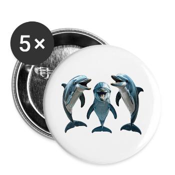 Delfine - Buttons groß 56 mm (5er Pack) - Weiß - Vorne