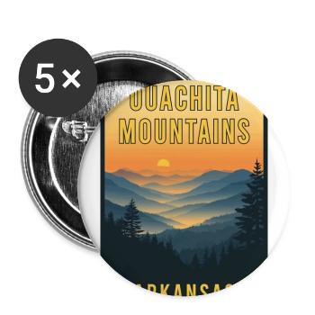Entdecken Sie die landschaftlich reizvolle Pracht der Ouachita Mountains - Buttons groß 56 mm (5er Pack) - Weiß - Vorne