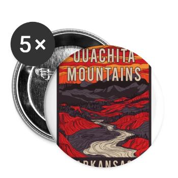 Erleben Sie die landschaftliche Pracht der Ouachita Mountains - Buttons groß 56 mm (5er Pack) - Weiß - Vorne