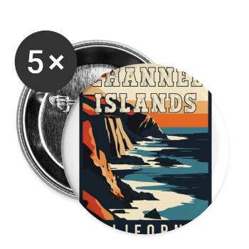 Erleben Sie die Schönheit der Kanalinseln in Kalifornien - Buttons groß 56 mm (5er Pack) - Weiß - Vorne