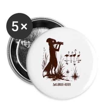 Zwillbrock-Kieker Fuchs Flamingo - Buttons groß 56 mm (5er Pack) - Weiß - Vorne