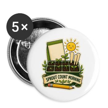 SPROUT COUNT MORNING Pflanzen - Buttons groß 56 mm (5er Pack) - Weiß - Vorne