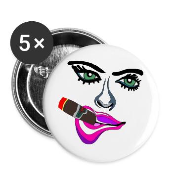 Neon Lippenkuss Zigarre Portrait - Buttons groß 56 mm (5er Pack) - Weiß - Vorne