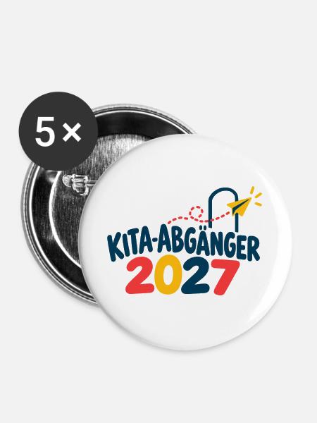 Kita-Abgänger 2027 - Buttons groß 56 mm (5er Pack) - Weiß