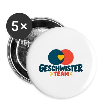 Geschwisterteam - Buttons groß 56 mm (5er Pack) - Weiß - Vorne