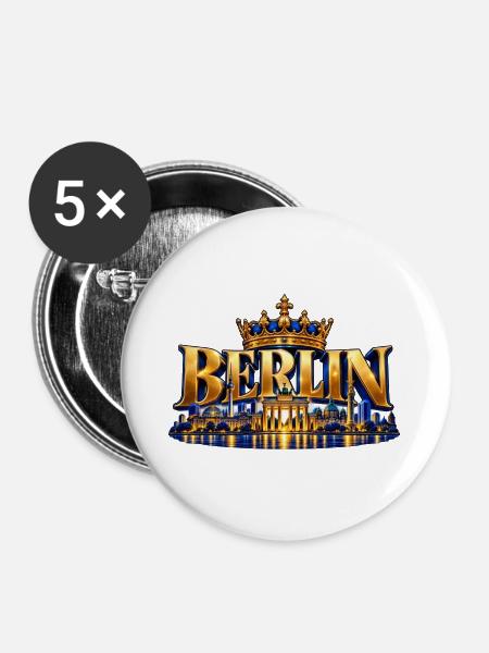 Berlin Kronen Skyline - Buttons groß 56 mm (5er Pack) - Weiß