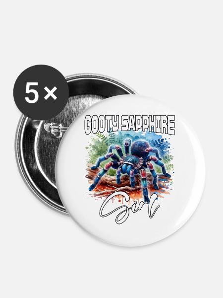 Gooty Saphir Tarantel Mädchen - Buttons groß 56 mm (5er Pack) - Weiß