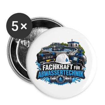 UMWELTTECHNOLOGIE ABWASSERTECHNIK - Buttons groß 56 mm (5er Pack) - Weiß - Vorne