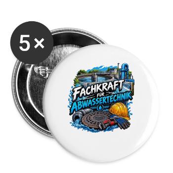 UMWELTTECHNOLOGIE ABWASSERTECHNIK - Buttons groß 56 mm (5er Pack) - Weiß - Vorne