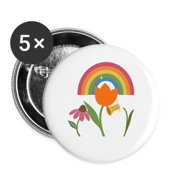 Blumen floral Blumenmotiv Design Pflanzenfreunde - Buttons groß 56 mm (5er Pack) - Weiß - Vorne