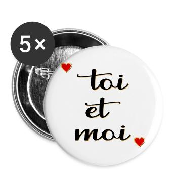 Du und ich, Liebe - Buttons groß 56 mm (5er Pack) - Weiß - Vorne