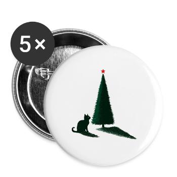 Christmas Tree Cat Silhouette - Buttons groß 56 mm (5er Pack) - Weiß - Vorne