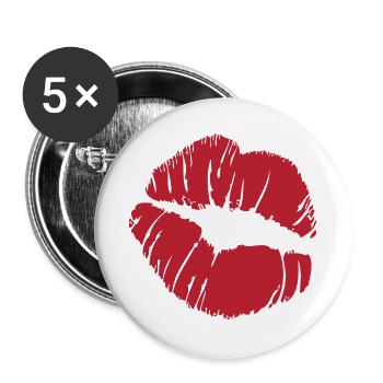 Red Lip Kiss - Buttons groß 56 mm (5er Pack) - Weiß - Vorne
