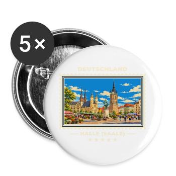 Deutschland Halle (Saale) Vintage Reisemarke - Buttons groß 56 mm (5er Pack) - Weiß - Vorne