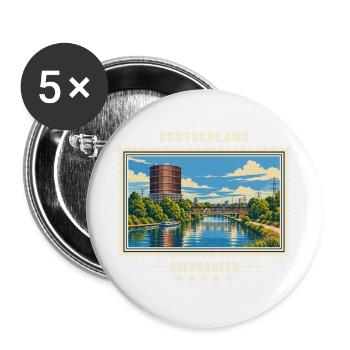 Deutschland Oberhausen Vintage Reisemarke - Buttons groß 56 mm (5er Pack) - Weiß - Vorne