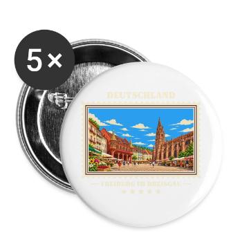 Deutschland Freiburg im Breisgau Vintage Reisemark - Buttons groß 56 mm (5er Pack) - Weiß - Vorne