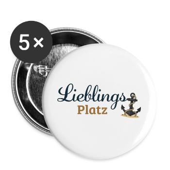 Lieblingsplatz – Maritimes Ankerdesign - Buttons groß 56 mm (5er Pack) - Weiß - Vorne