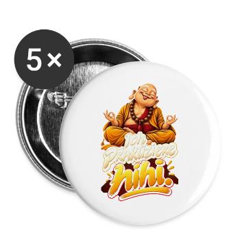 Gelassener Buddha mit Wortwitz - Buttons groß 56 mm (5er Pack) - Weiß - Vorne
