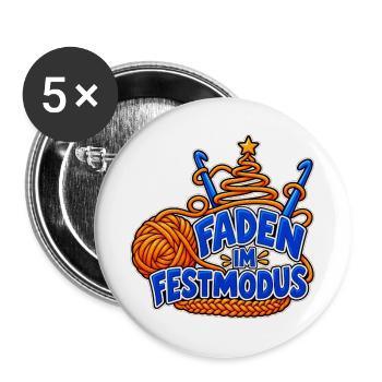 Faden im Festmodus – Häkeln im Advent - Buttons groß 56 mm (5er Pack) - Weiß - Vorne