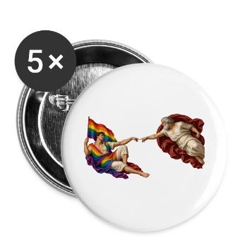 Die Erschaffung der Vielfalt – Regenbogen Pride - Buttons groß 56 mm (5er Pack) - Weiß - Vorne