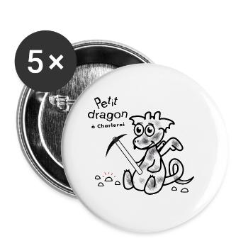 Kleiner Drache in Charleroi - Buttons groß 56 mm (5er Pack) - Weiß - Vorne